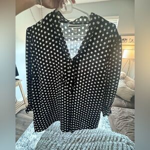 Black & White Polka Dot Blouse Size L